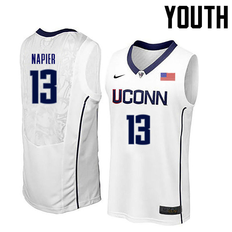 Youth Uconn Huskies #13 Shabazz Napier College Basketball Jerseys-White - Click Image to Close